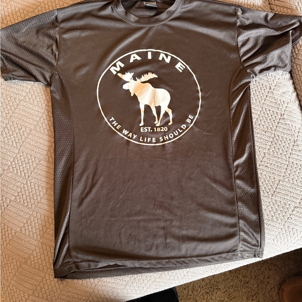 Maine Moose Graphic Tee - Black with White Logo